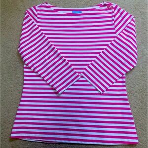 J.McLaughlin Wavesong 3/4 sleeve Stripe Tee Catalina Cloth Sz M